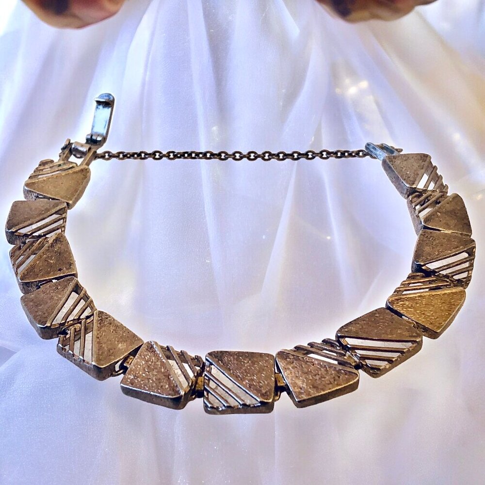 Sterling Silver 925 Square Link Cut-Out Bracelet Safety Chain Vintage Signed 7"